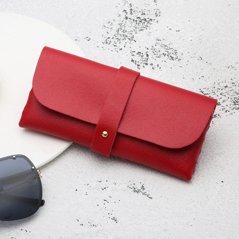 Custom Handmade Red Leather Sunglasses Bag Felt Pouch Case for Sunglasses