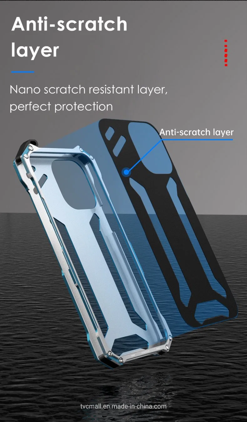 R-Just Mechanical Armor Metal Shockproof Case for iPhone 14 PRO Anti-Fall Phone Shell Hollow Design Phone Protector - Blue