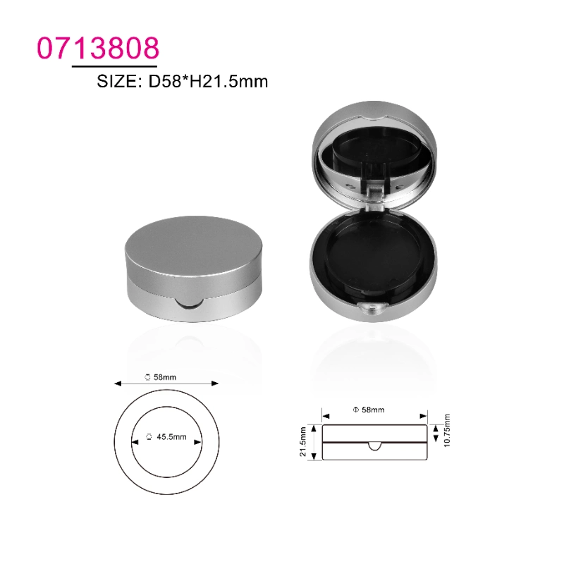 Small Silver Color Cosmetic Lip Balm Container Loose Powder Hot Stamping Plastic Compact Powder Case Loose Powder