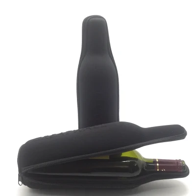 OEM EVA Custom Logo Red Wine Glasses Bottle Travel Carrying Zipper Case
