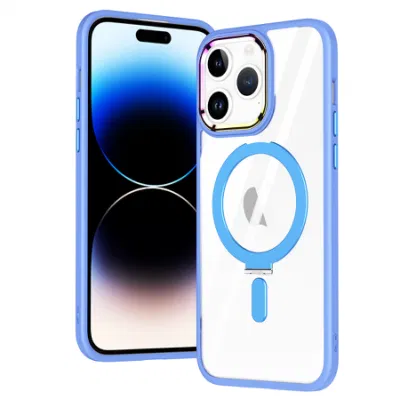 for iPhone 15 PRO Compatible with Magsafe Clear Phone Case TPU+Acrylic Hybrid Shell Kickstand Cover
